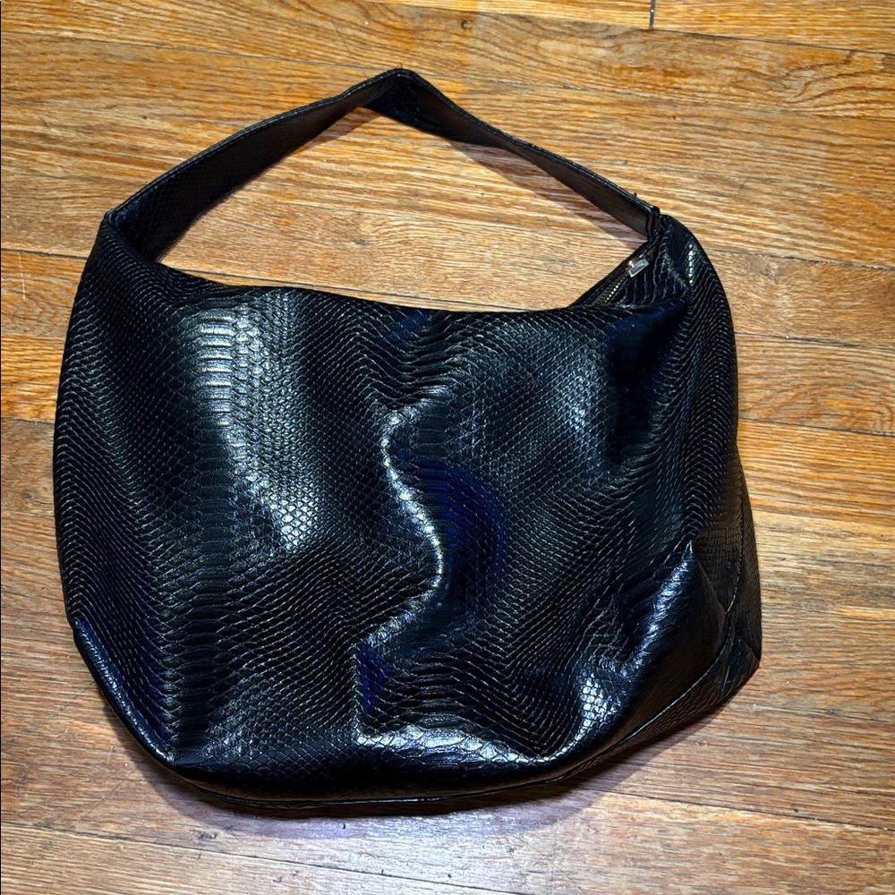 Black Textured Shoulder Bag